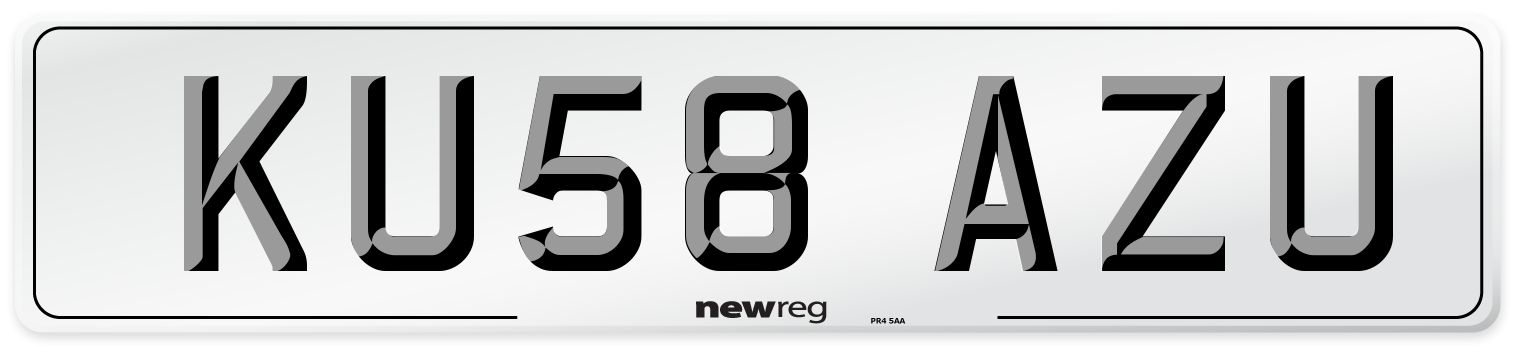 KU58 AZU Number Plate from New Reg